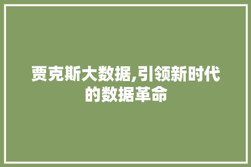 贾克斯大数据,引领新时代的数据革命