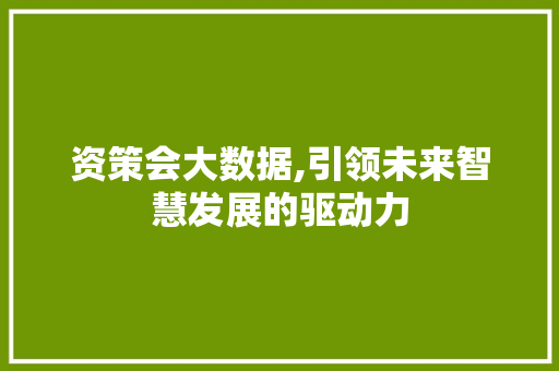 资策会大数据,引领未来智慧发展的驱动力 英文谷歌算法