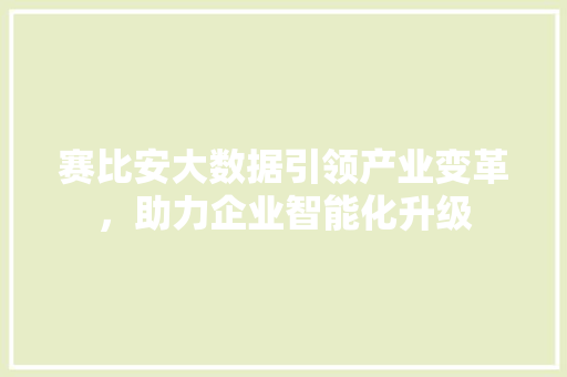 赛比安大数据引领产业变革，助力企业智能化升级 英文谷歌算法