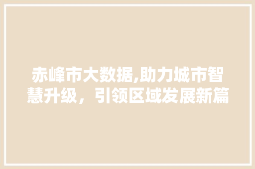 赤峰市大数据,助力城市智慧升级，引领区域发展新篇章 网站优化