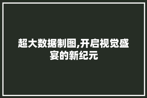 超大数据制图,开启视觉盛宴的新纪元