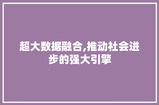 超大数据融合,推动社会进步的强大引擎
