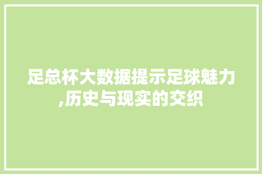 足总杯大数据提示足球魅力,历史与现实的交织 AI技术学习