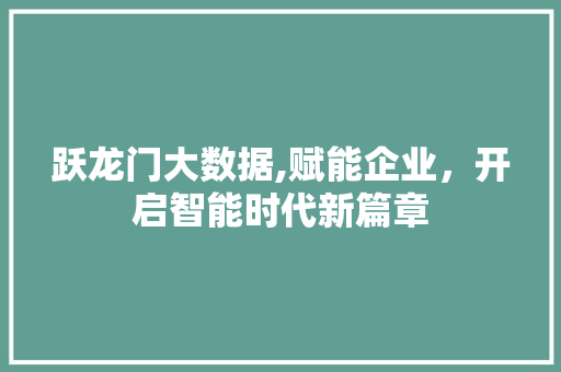 跃龙门大数据,赋能企业，开启智能时代新篇章