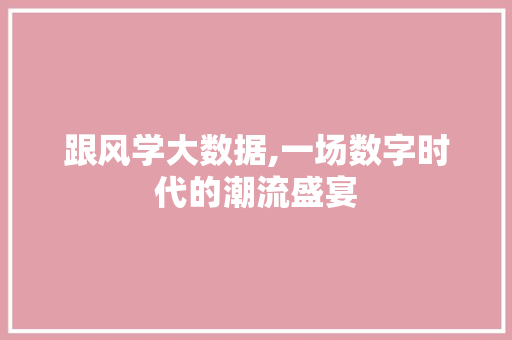 跟风学大数据,一场数字时代的潮流盛宴 搜狗优化
