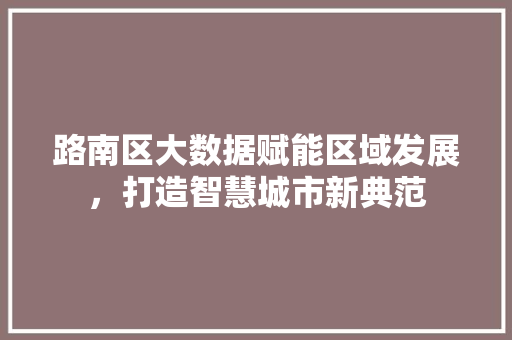 路南区大数据赋能区域发展，打造智慧城市新典范 AI技术学习
