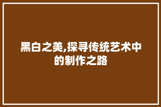 黑白之美,探寻传统艺术中的制作之路 头条优化