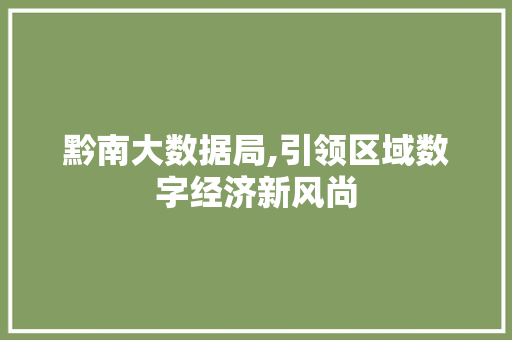 黔南大数据局,引领区域数字经济新风尚 AI技术学习