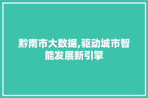黔南市大数据,驱动城市智能发展新引擎