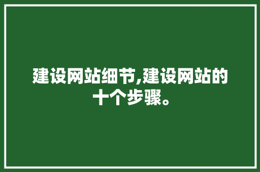 建设网站细节,建设网站的十个步骤。 建设网站细节,建设网站的十个步骤。 网站优化