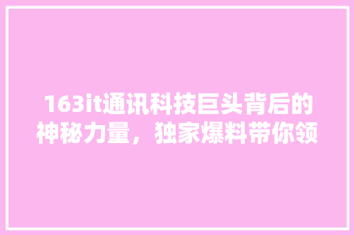163it通讯科技巨头背后的神秘力量，独家爆料带你领略行业最新动态！
