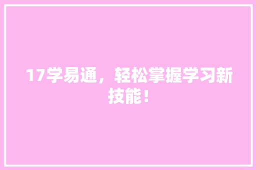 17学易通，轻松掌握学习新技能！