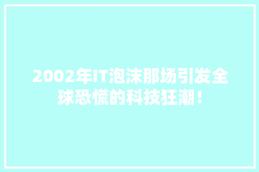 2002年IT泡沫那场引发全球恐慌的科技狂潮！