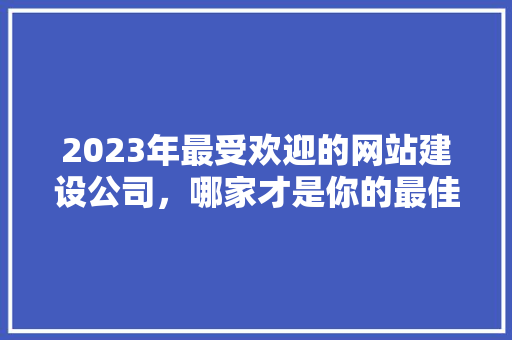 2023年最受欢迎的网站建设公司，哪家才是你的最佳选择