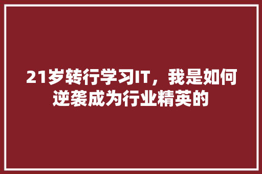 21岁转行学习IT，我是如何逆袭成为行业精英的
