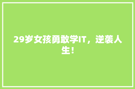 29岁女孩勇敢学IT，逆袭人生！