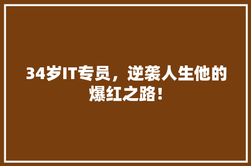 34岁IT专员，逆袭人生他的爆红之路！