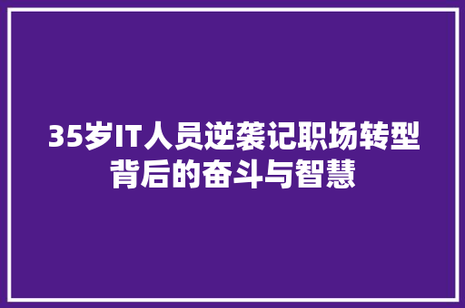 35岁IT人员逆袭记职场转型背后的奋斗与智慧