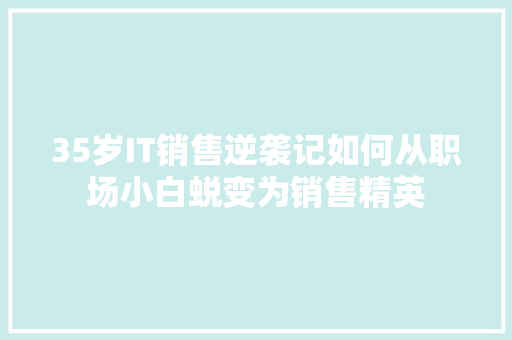 35岁IT销售逆袭记如何从职场小白蜕变为销售精英