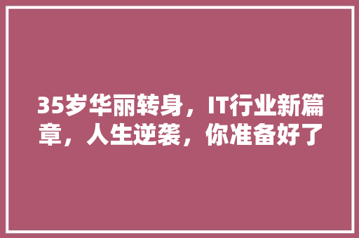 35岁华丽转身，IT行业新篇章，人生逆袭，你准备好了吗 网站开发