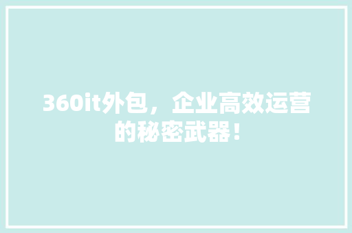 360it外包，企业高效运营的秘密武器！