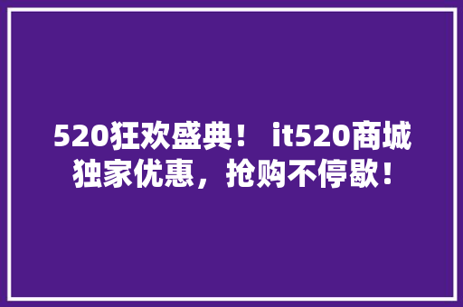 520狂欢盛典！ it520商城独家优惠，抢购不停歇！