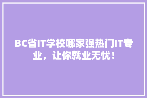 BC省IT学校哪家强热门IT专业，让你就业无忧！ 网站开发