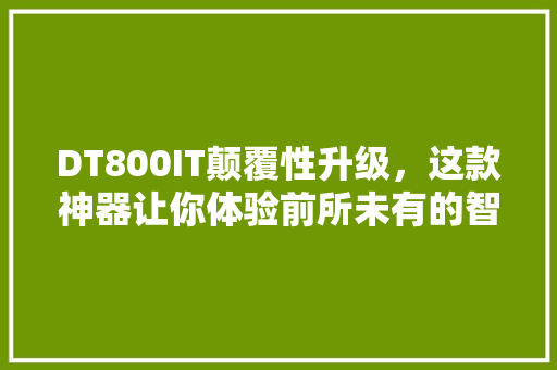 DT800IT颠覆性升级，这款神器让你体验前所未有的智能生活！ 小程序开发