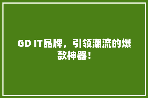 GD IT品牌，引领潮流的爆款神器！