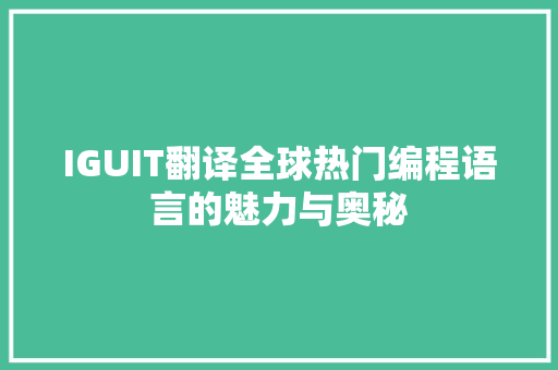 IGUIT翻译全球热门编程语言的魅力与奥秘