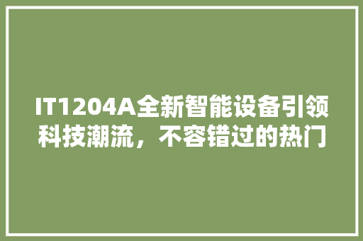 IT1204A全新智能设备引领科技潮流，不容错过的热门爆款！