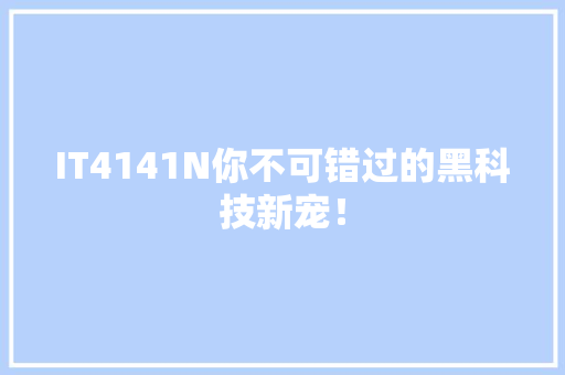 IT4141N你不可错过的黑科技新宠！ 网站开发