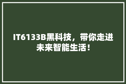 IT6133B黑科技，带你走进未来智能生活！ 英文谷歌算法