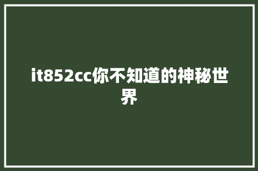 it852cc你不知道的神秘世界 网站优化