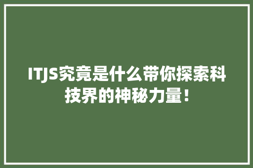 ITJS究竟是什么带你探索科技界的神秘力量！