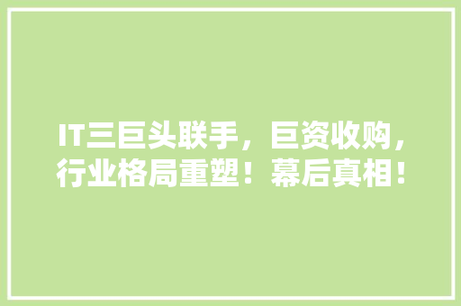 IT三巨头联手，巨资收购，行业格局重塑！幕后真相！ 搜狗优化