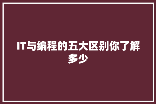 IT与编程的五大区别你了解多少