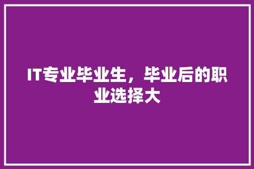 IT专业毕业生，毕业后的职业选择大