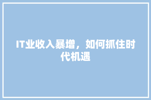 IT业收入暴增，如何抓住时代机遇