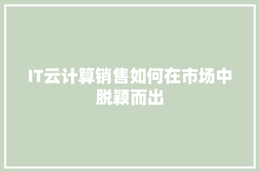 IT云计算销售如何在市场中脱颖而出