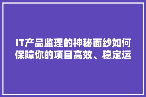 IT产品监理的神秘面纱如何保障你的项目高效、稳定运行！