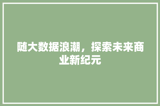随大数据浪潮，探索未来商业新纪元