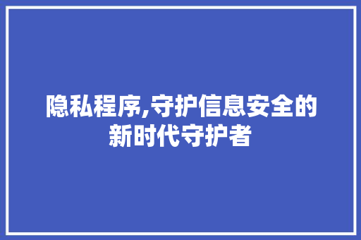 隐私程序,守护信息安全的新时代守护者