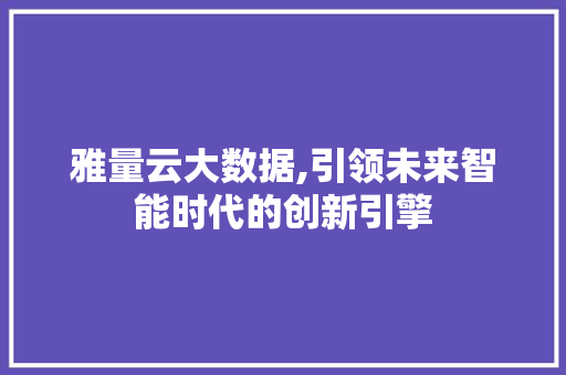雅量云大数据,引领未来智能时代的创新引擎 百度算法