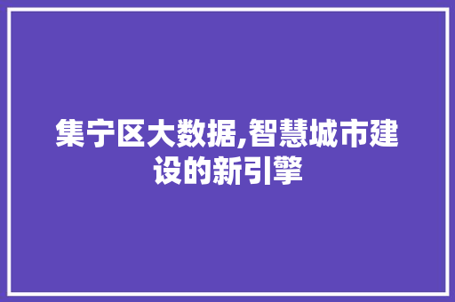 集宁区大数据,智慧城市建设的新引擎