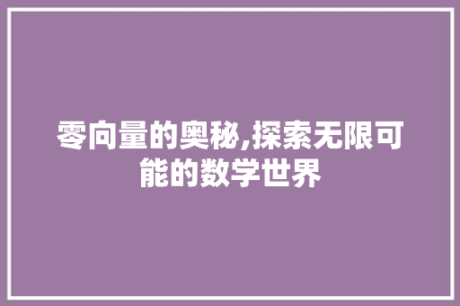 零向量的奥秘,探索无限可能的数学世界