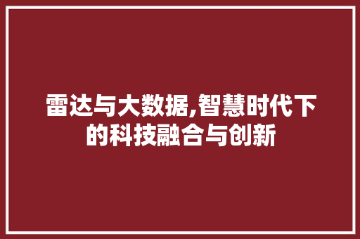 雷达与大数据,智慧时代下的科技融合与创新 小程序开发