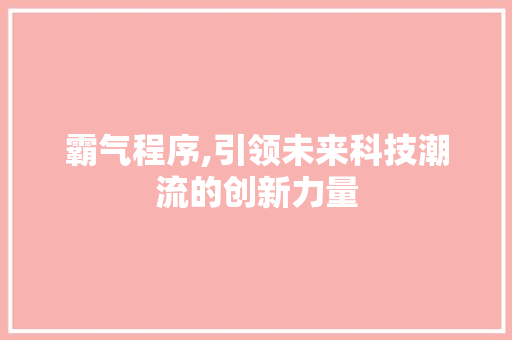 霸气程序,引领未来科技潮流的创新力量