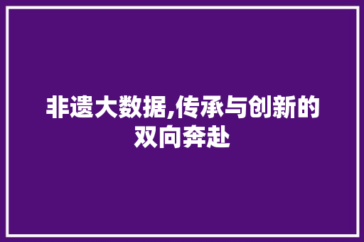 非遗大数据,传承与创新的双向奔赴