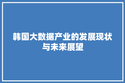 韩国大数据产业的发展现状与未来展望